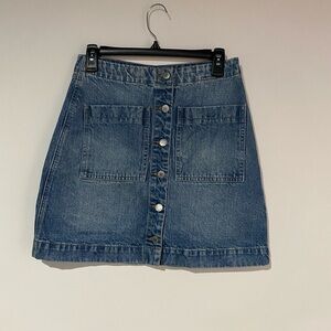 Lucky Brand Blue Denim Button Front Pencil Skirt Size 2 Festival Country Western